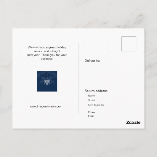 Opvallend blauw en wit kerstfeest briefkaart (Achterkant)