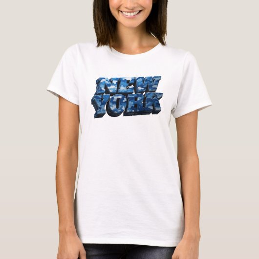 Opvallend Blauw NEW YORK Draagbare Kunst T-shirt (Voorkant)