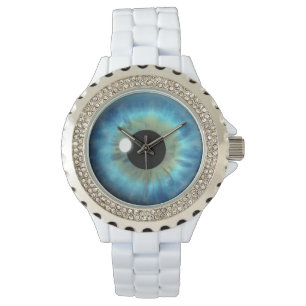 Opvallend Blauw Oog Iris Oogbal Custom Polshorloge Horloge