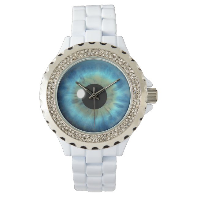 Opvallend Blauw Oog Iris Oogbal Custom Polshorloge Horloge (Voorkant)