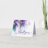 Opvallend Blauwgroen Amethyst Abstracte Floral Bedankkaart (Voorkant)