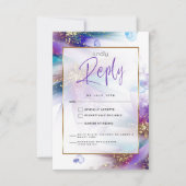 Opvallend Blauwgroen Paars Abstract maaltijdkeuze  RSVP Kaartje (Voorkant)