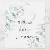 Opvallend Blauwgroen Paarse Abstracte Flower Wine  Wijn Etiket (Enkel label)