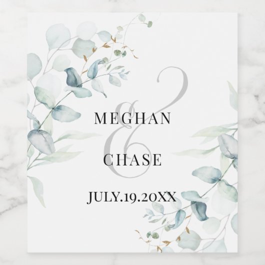 Opvallend Blauwgroen Paarse Abstracte Flower Wine  Wijn Etiket (Enkel label)