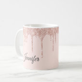 Opvallend Blush Roze Glitter Monogrammed Koffiemok (Voorkant links)
