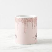 Opvallend Blush Roze Glitter Monogrammed Koffiemok (Center)