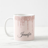 Opvallend Blush Roze Glitter Monogrammed Koffiemok (Links)