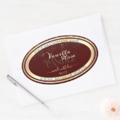 Opvallend Bourgondië & Goud Product Verpakkingseti Ovale Sticker (Envelop)