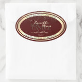 Opvallend Bourgondië & Goud Product Verpakkingseti Ovale Sticker (Tas)