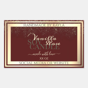 Opvallend Bourgondië & Goud Product Verpakkingseti Rechthoekige Sticker