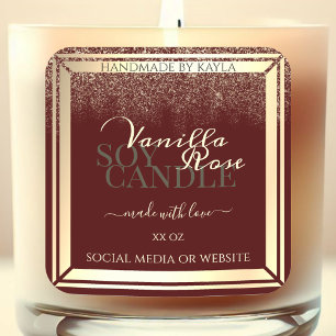 Opvallend Bourgondië & Goud Product Verpakkingseti Vierkante Sticker