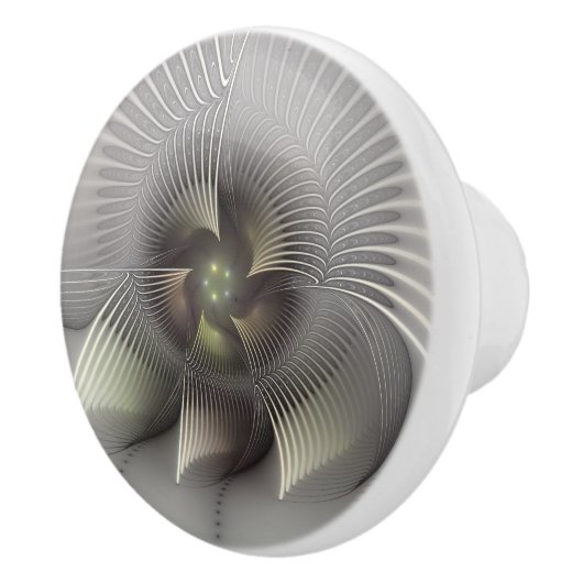 Opvallend cijfer, Moderne Abstracte fractale Kunst Keramische Knop (Rechts)