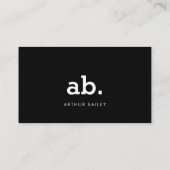 Opvallend eenvoudig: modern monogram zwart-wit visitekaartje (Achterkant)