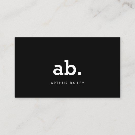Opvallend eenvoudig: modern monogram zwart-wit visitekaartje (Achterkant)
