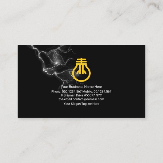Opvallend elektrisch bliksem Storm Elektrisch Visitekaartje (Achterkant)
