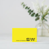 Opvallend Geel en Zwart Eenvoudig met monogram Visitekaartje (Staand voorkant)