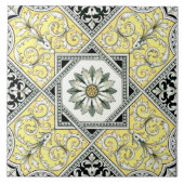 Opvallend geel zwart-grijs Repro-software Tegeltje (Voorkant)