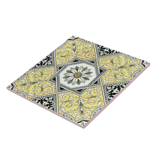 Opvallend geel zwart-grijs Repro-software Tegeltje (Zijkant)