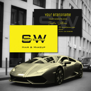 Opvallend gele en zwarte kool met monogram visitekaartje