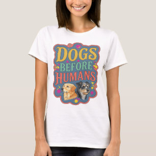 Opvallend gele HONDEN VOOR MENSEN Artistiek Motief T-shirt