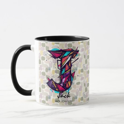 Opvallend Geometrisch Monogram Mok - J voor Jack (Links)