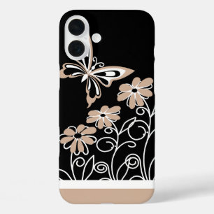 Opvallend geroosterde amandelvlinder en bloemen iPhone 16 plus hoesje