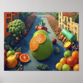 Opvallend Giant Fruit en Groenten Parade Poster (Voorkant)