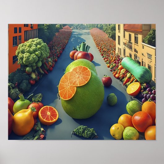 Opvallend Giant Fruit en Groenten Parade Poster (Voorkant)