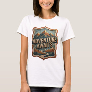 Opvallend goud AVONTUUR WACHT Print T-shirt