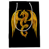 Opvallend goud en zwarte mythische draak medium cadeauzakje (Voorkant)