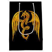Opvallend goud en zwarte mythische draak medium cadeauzakje (Achterkant)
