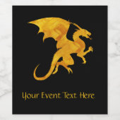 Opvallend goud en zwarte vliegdraak op maat wijn etiket (Enkel label)