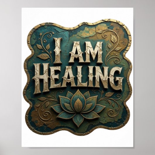 Opvallend Goud I AM HEALING Design Poster (Voorkant)
