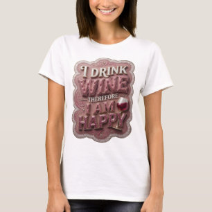 Opvallend Goud I IK DRINK WIJN DAAROM BEN IK GELUK T-shirt