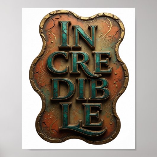 Opvallend GOUD INCREDIBLE Lettertype Poster (Voorkant)