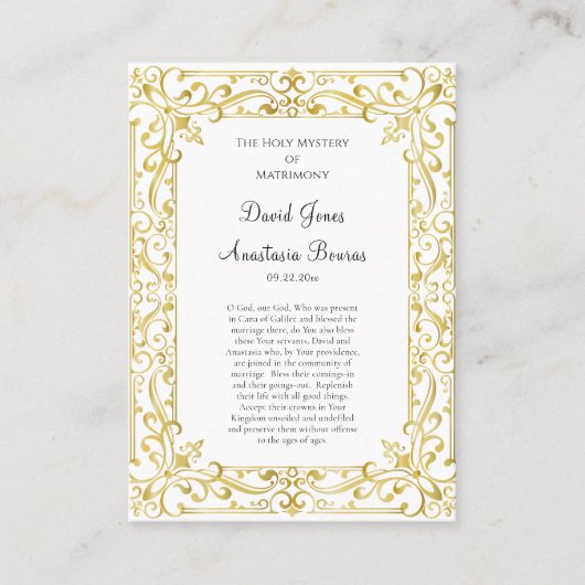 Opvallend  Goud Lijst Bruiloft Gebed Kaart Plaatskaartje (Voorkant)