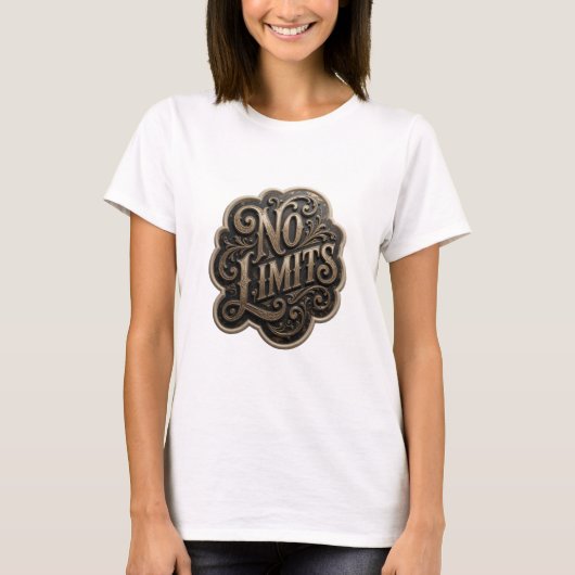 Opvallend Goud NO LIMITS Statement T-shirt (Voorkant)