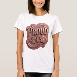 Opvallend Goud PROUD CAT MOM Modern Design T-shirt