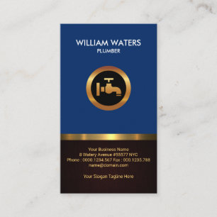 Opvallend goudpictogram Retro Blue Wood Grain Visitekaartje