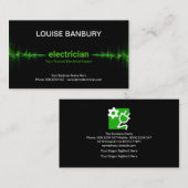 Opvallend groene elektrische bliksem-elektricien visitekaartje (Voorkant / Achterkant)