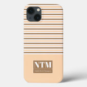 Opvallend grote witte initialen Strippes Beige Case-Mate iPhone Case (Achterkant)