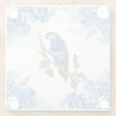 Opvallend handgeschilderd ultramarijn loriket glazen onderzetter (Achterkant)