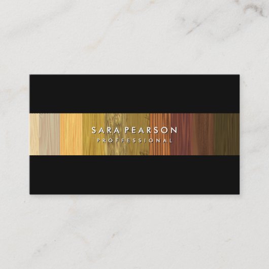 Opvallend houten paneel Stripe BusinessCard Visitekaartje (Voorkant)