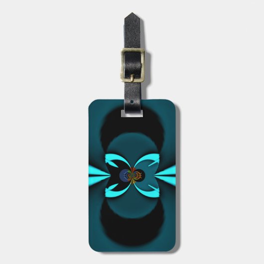 Opvallend hypermodern cyaan en zwart vectorontwerp bagagelabel (Voorkant verticaal)