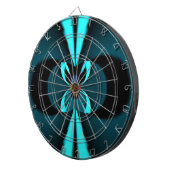 Opvallend hypermodern cyaan en zwart vectorontwerp dartbord (Voorkant Rechts)