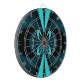 Opvallend hypermodern cyaan en zwart vectorontwerp dartbord (Voorkant Links)