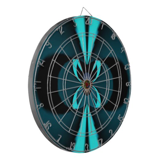 Opvallend hypermodern cyaan en zwart vectorontwerp dartbord (Voorkant Links)