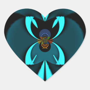 Opvallend hypermodern cyaan en zwart vectorontwerp hart sticker