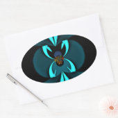 Opvallend hypermodern cyaan en zwart vectorontwerp ovale sticker (Envelop)