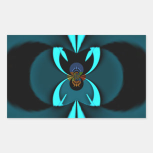 Opvallend hypermodern cyaan en zwart vectorontwerp rechthoekige sticker